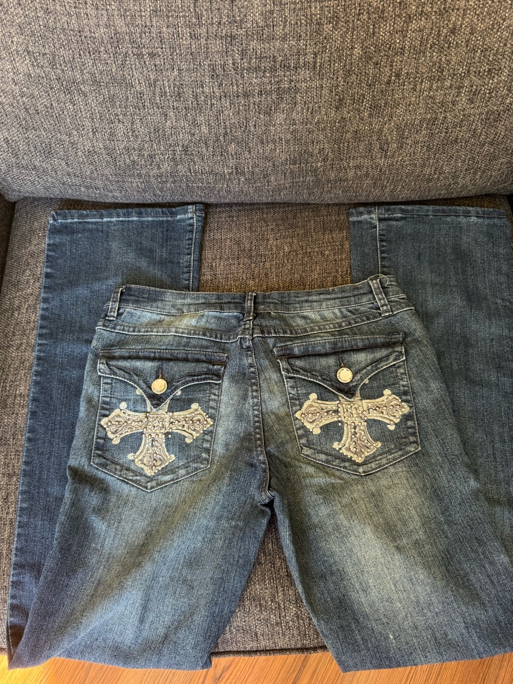 Y2K Cross Rhinestone Embellished Boot Cut Jeans
